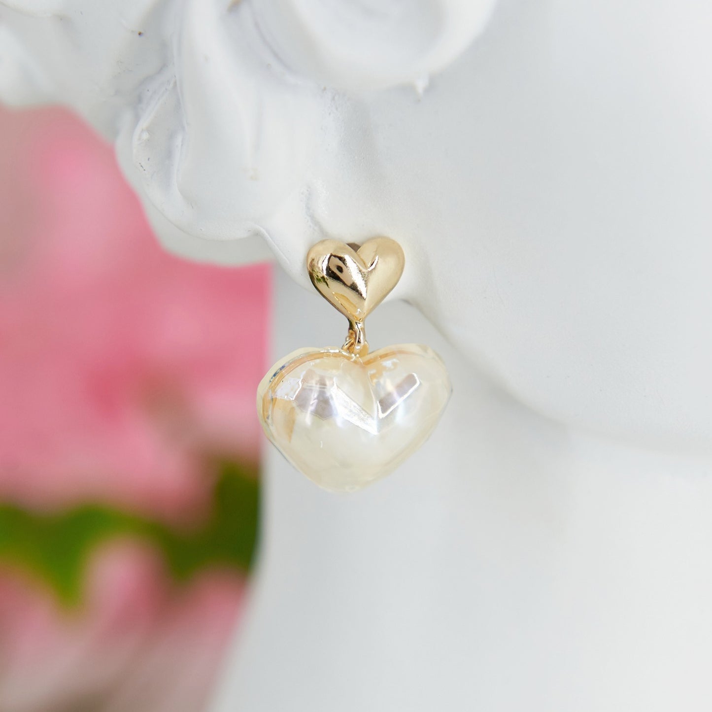 Iridescent heart earrings for women