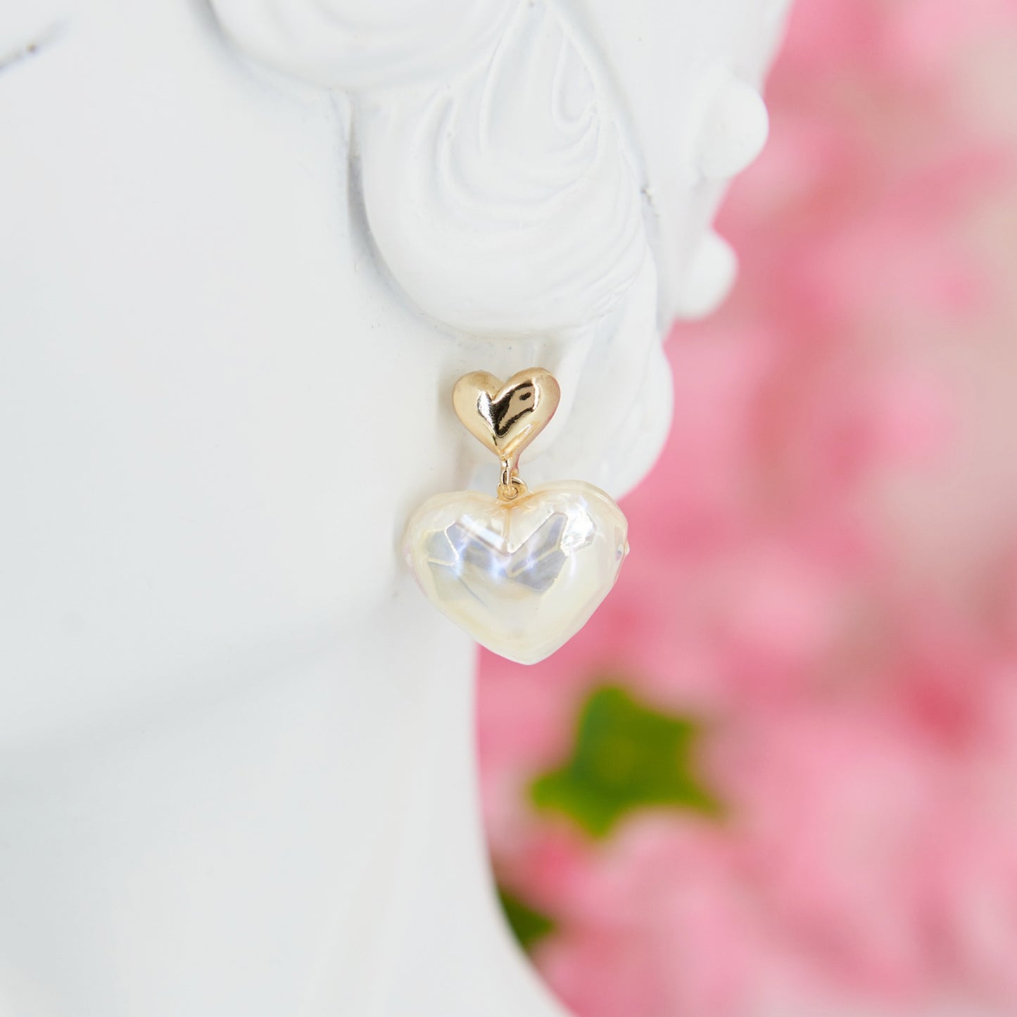 Iridescent heart earrings for women