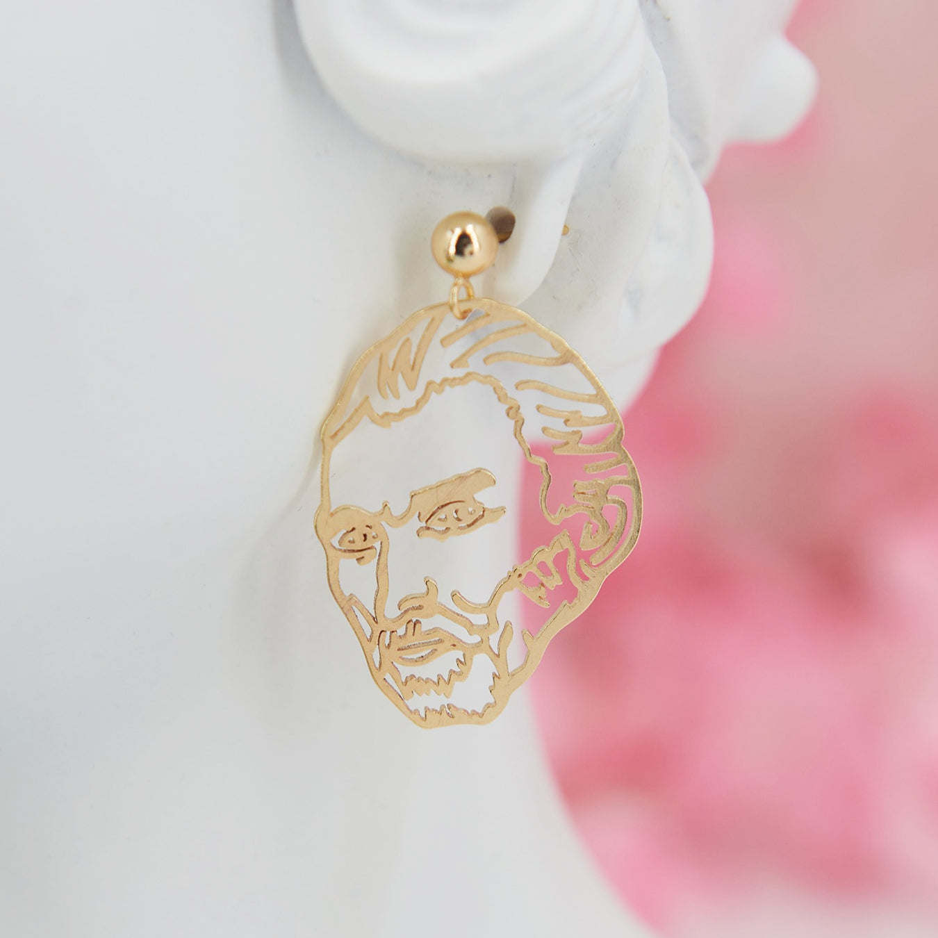 "Van Gogh" earrings, 4 cm. Asymmetrical titanium design: Van Gogh’s face & ear. Artistic, original, and bold—perfect for art lovers.