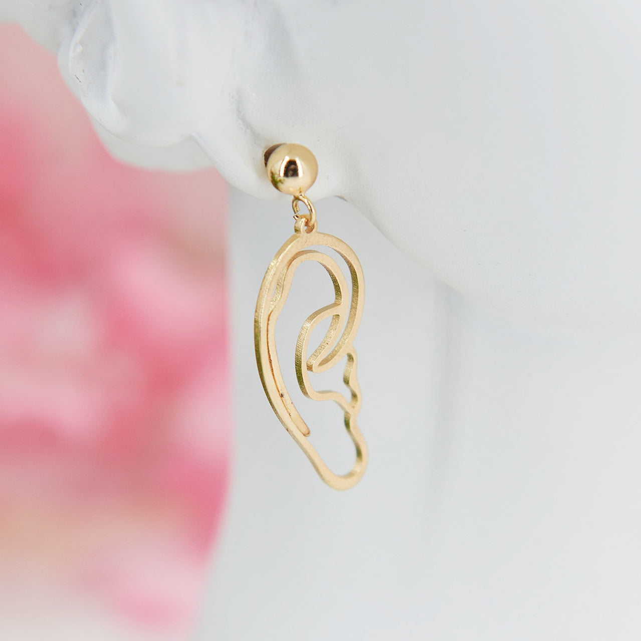 "Van Gogh" earrings, 4 cm. Asymmetrical titanium design: Van Gogh’s face & ear. Artistic, original, and bold—perfect for art lovers.