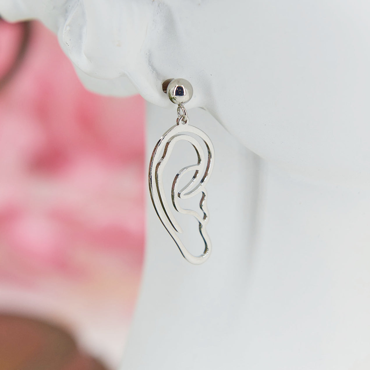 "Van Gogh" earrings, 4 cm. Asymmetrical titanium design: Van Gogh’s face & ear. Artistic, original, and bold—perfect for art lovers.