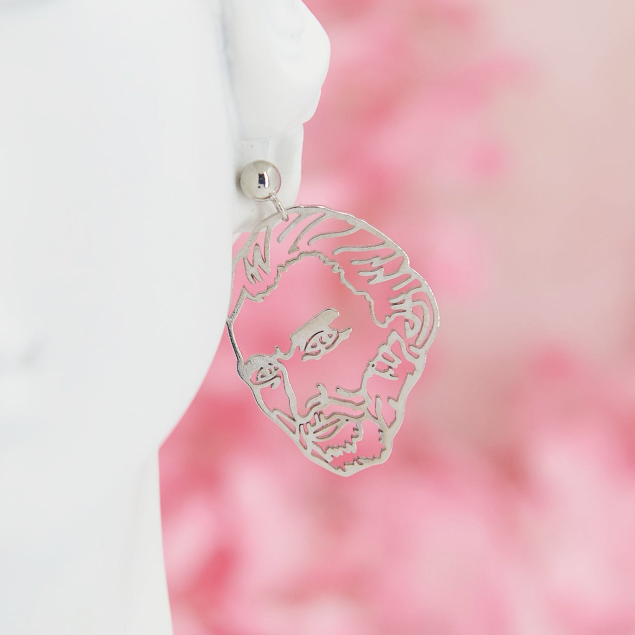 "Van Gogh" earrings, 4 cm. Asymmetrical titanium design: Van Gogh’s face & ear. Artistic, original, and bold—perfect for art lovers.