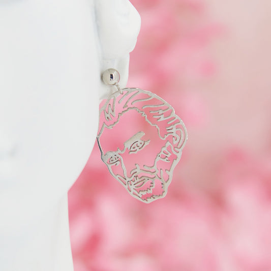 "Van Gogh" earrings, 4 cm. Asymmetrical titanium design: Van Gogh’s face & ear. Artistic, original, and bold—perfect for art lovers.